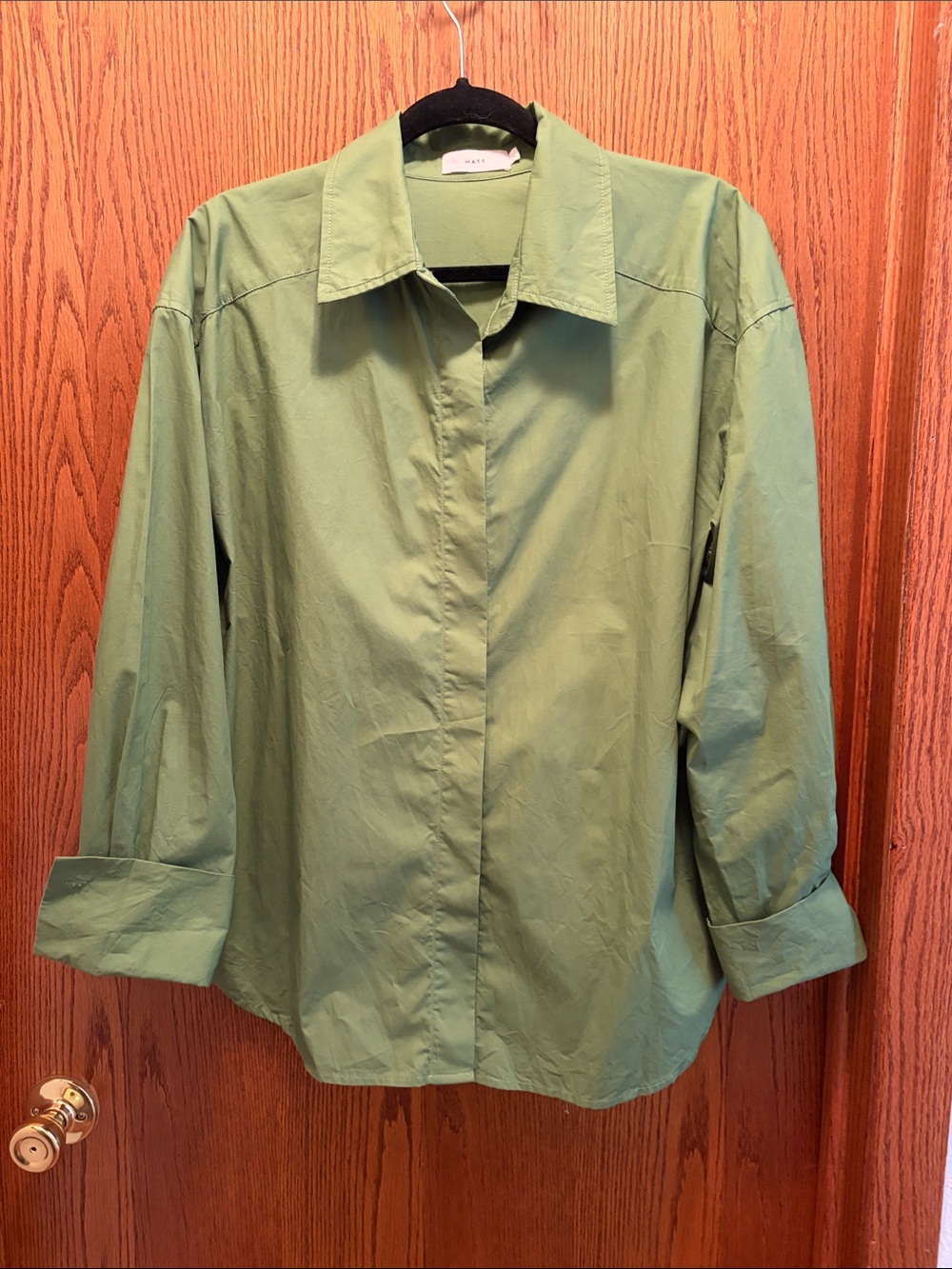 Maye-Beautiful Light Green Button-Front Collared Shirt.